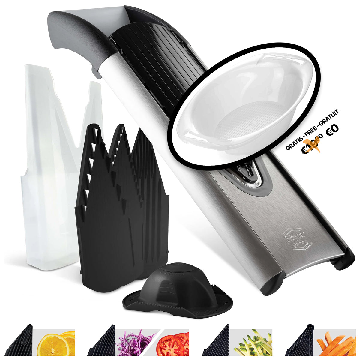 Börner Mandoline V6 ExclusiveLine - Starter Set + Gratis Opvangschaal